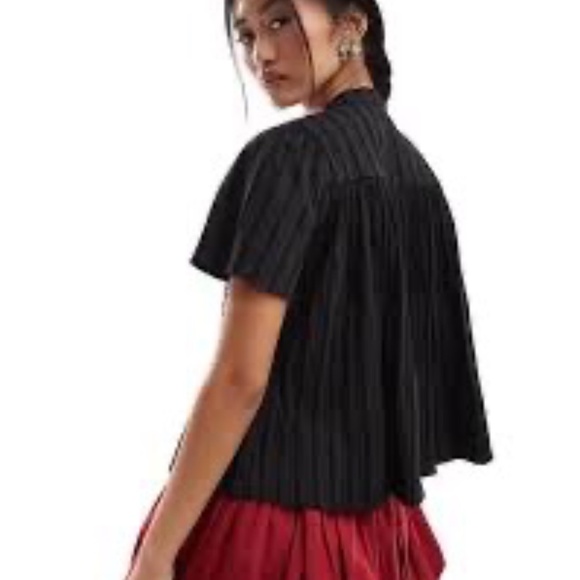 NWT Como NO? by BIZ Black Button Down Crop Boho Blouse Size Small - Picture 2 of 10